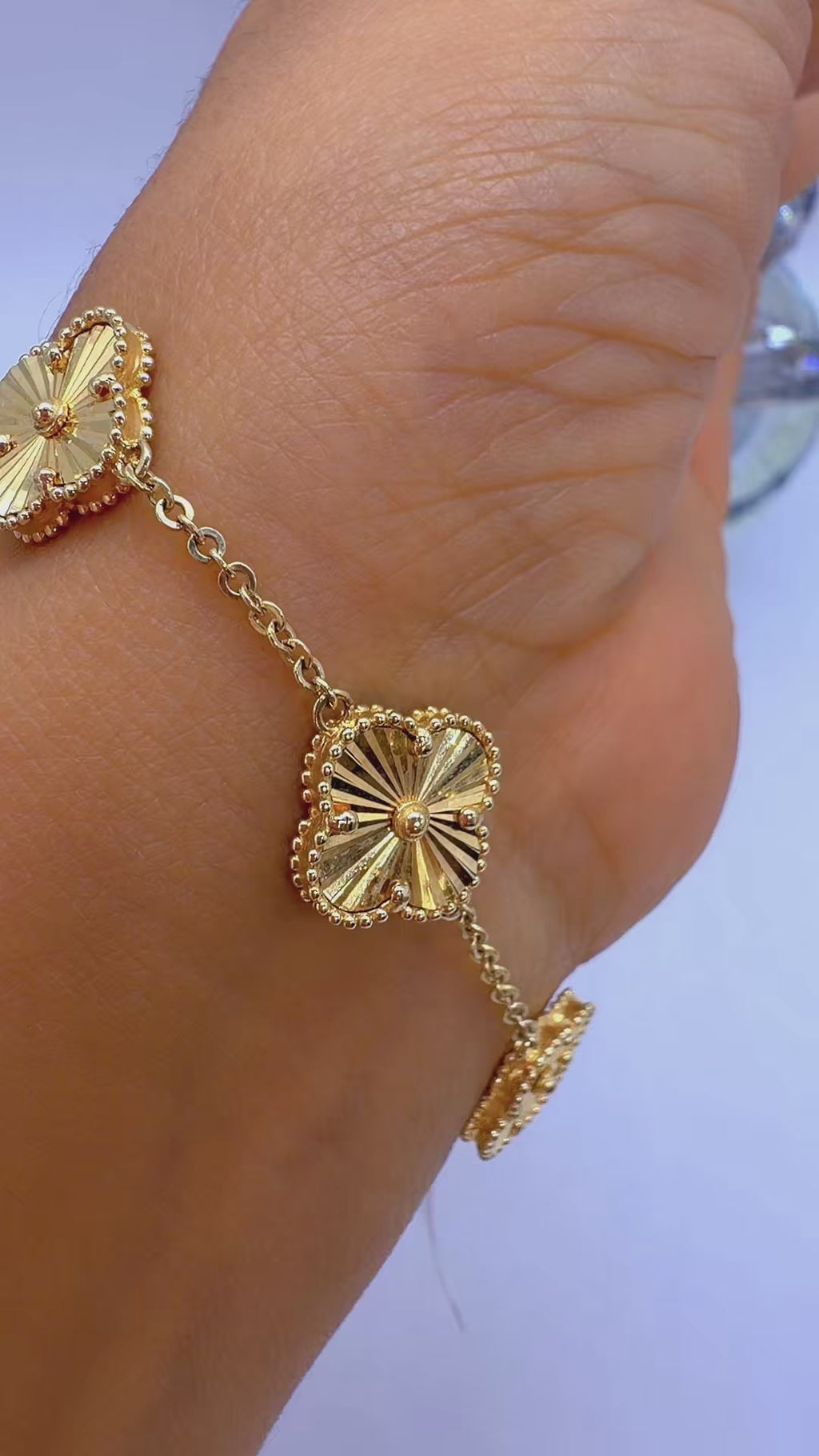 14K Yellow Gold Five-Motif Clover Bracelet