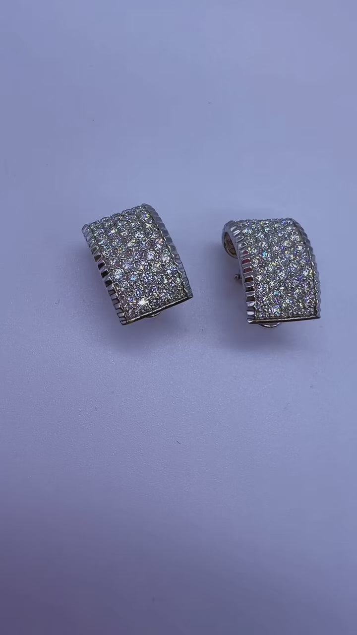 14K White Gold Diamond Hoop Earrings – Natural Diamonds
