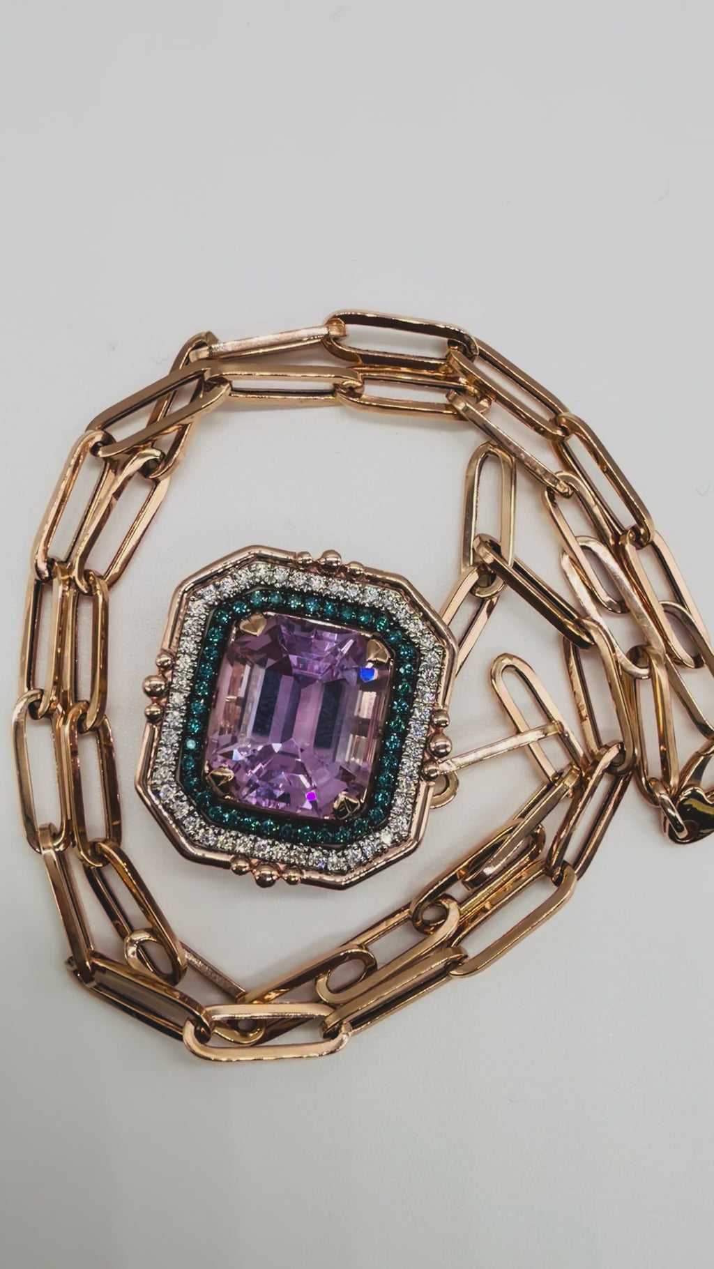 14K Two-Tone Kunzite & Natural Diamond Slider Necklace