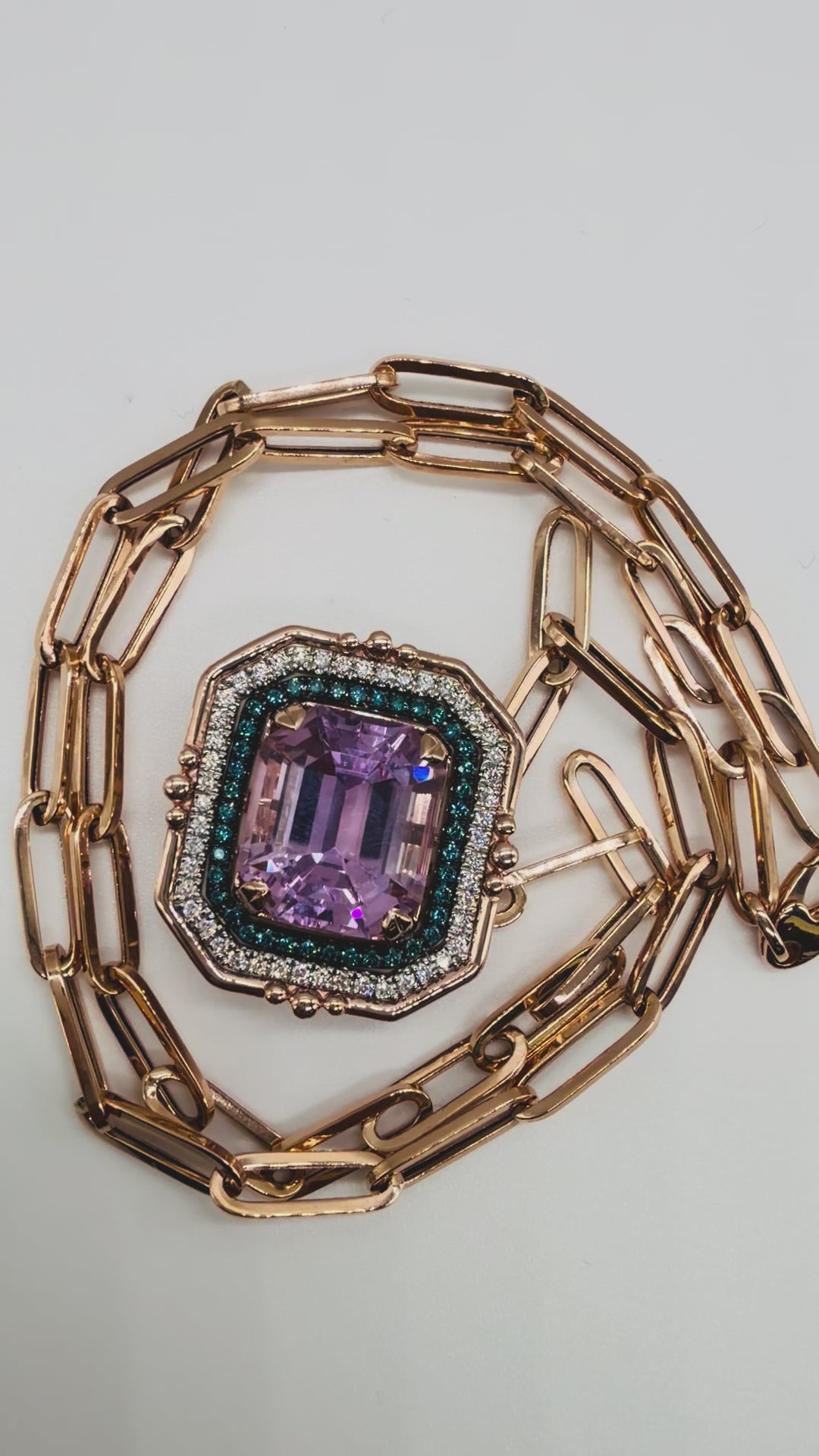 14K Two-Tone Kunzite & Natural Diamond Slider Necklace