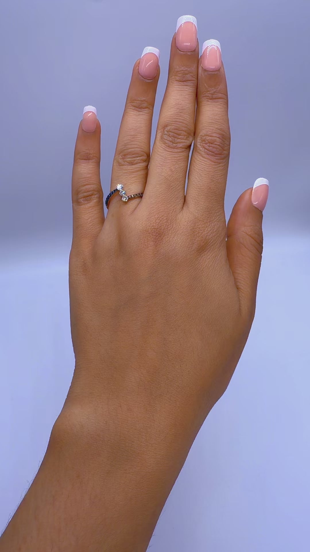 14K Rose Gold Diamond Ring with Blue, White & Brown Natural Diamonds