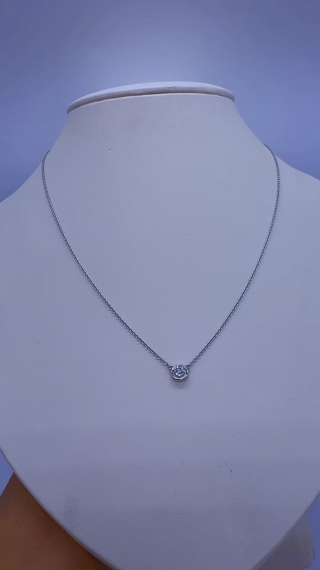 14K White Gold Natural Diamond Solitaire Necklace