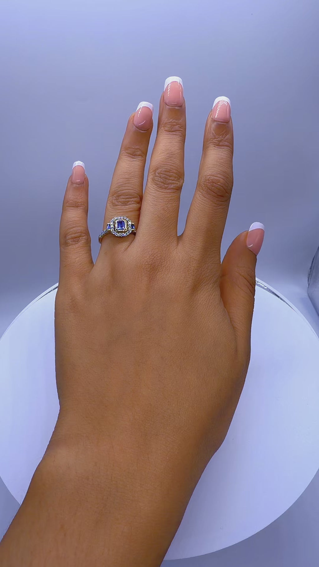 14K Yellow Gold Sapphire & Diamond Halo Ring