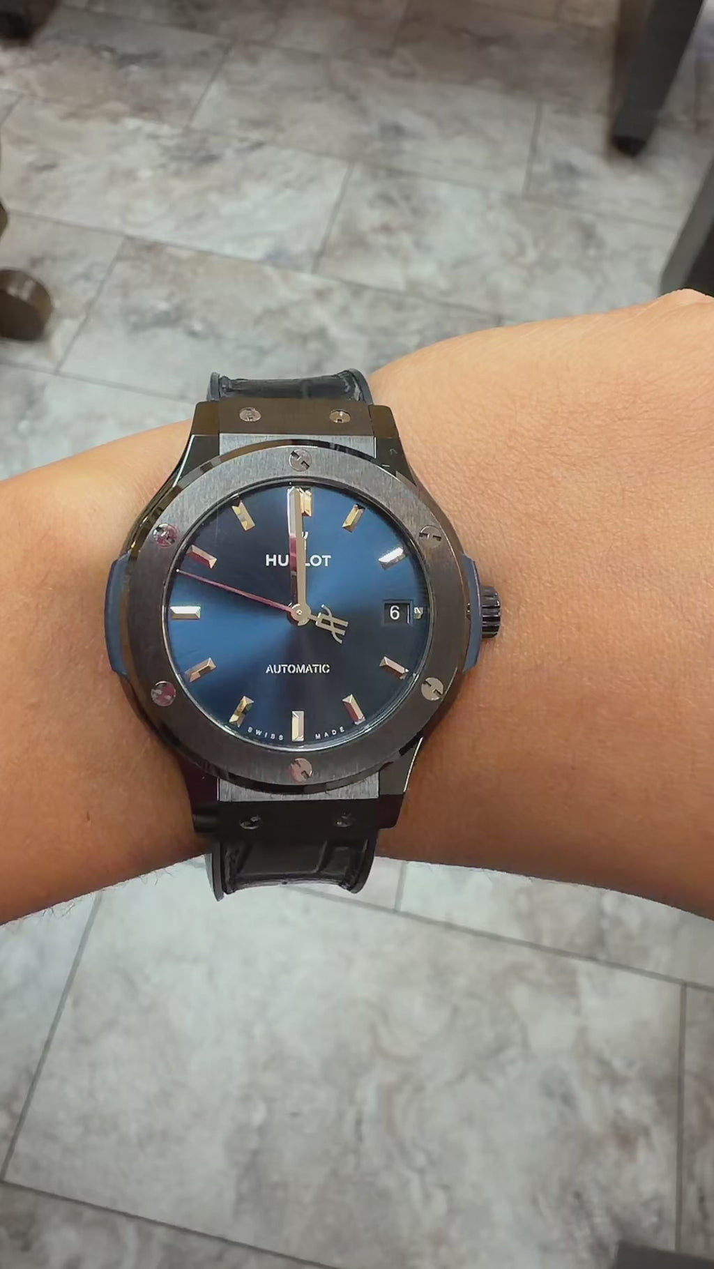 Hublot Classic Fusion Automatic – 42mm – Blue Dial – Titanium & Ceramic – Leather Strap