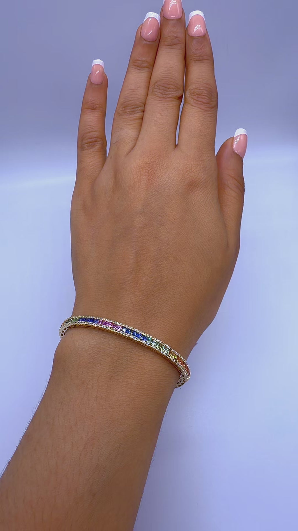 14K Yellow Gold Natural Diamond Bangle Bracelet