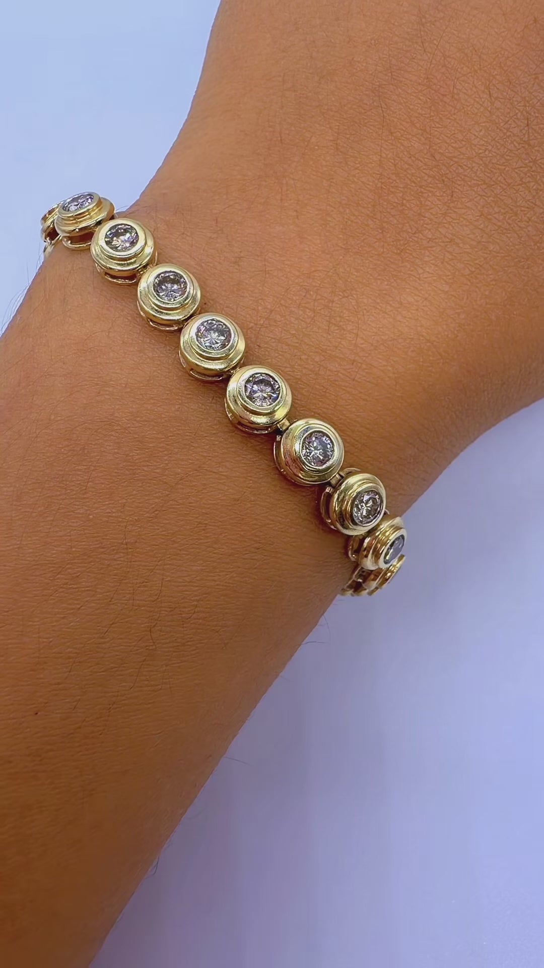 14K Yellow Gold Round Diamond Tennis Bracelet